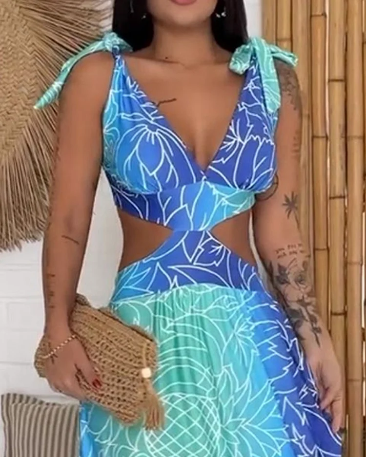 Johana | ärmelloses Kleid mit bedruckter Taille und vertikalen Linien