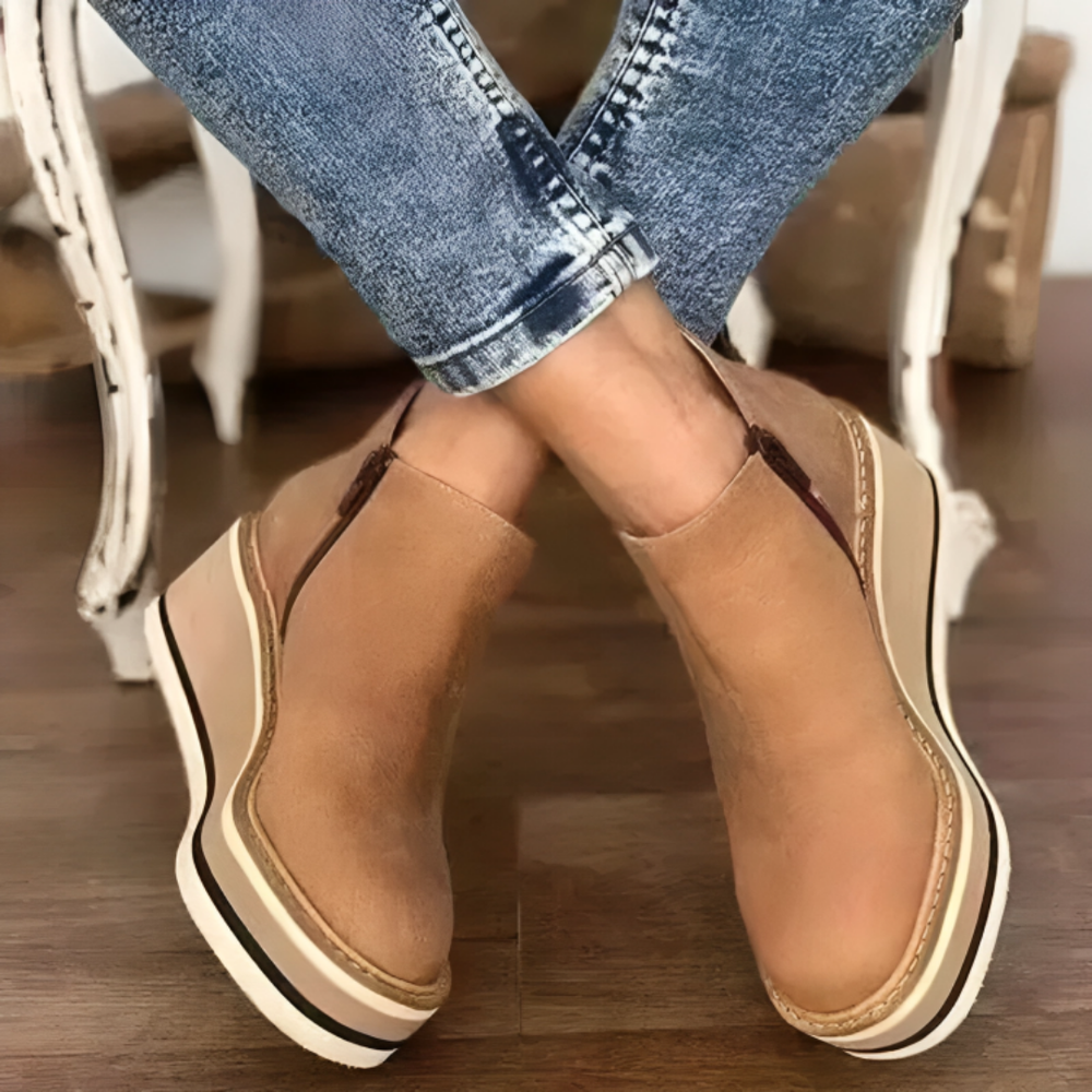 Lucy | Orthopädische Leder-Plattformstiefeletten mit Komfortsohle
