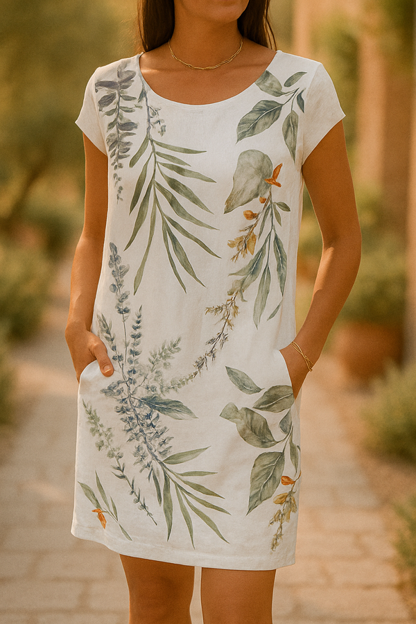 Ranya | Elegantes Kleid aus Baumwolle und Leinen