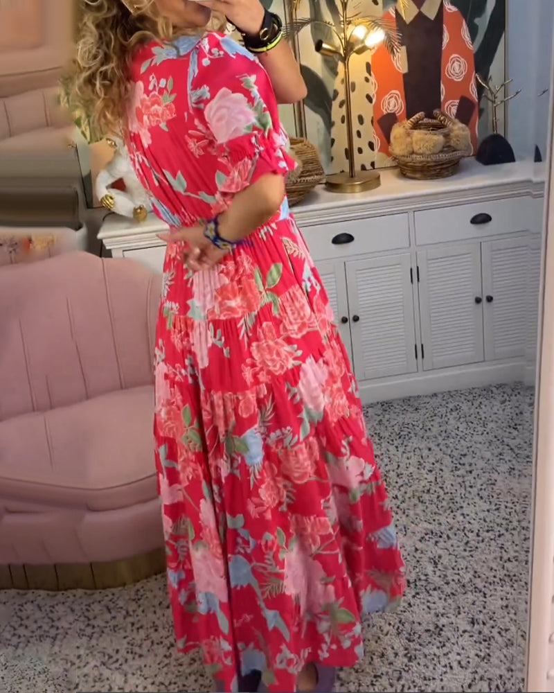 Adelaide | Kleid mit Blumenmuster, V-Ausschnitt und Taschen