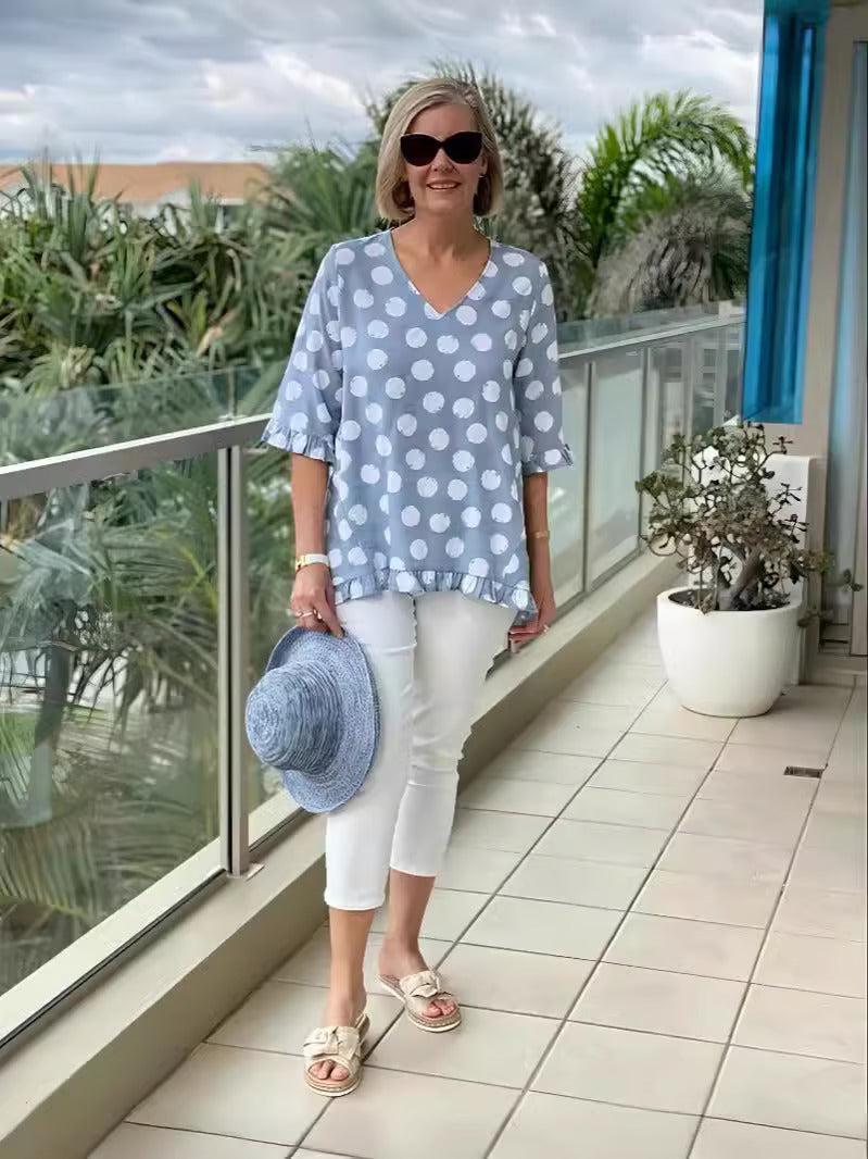 Bella | Weiches Polka Dot Tunika-Shirt