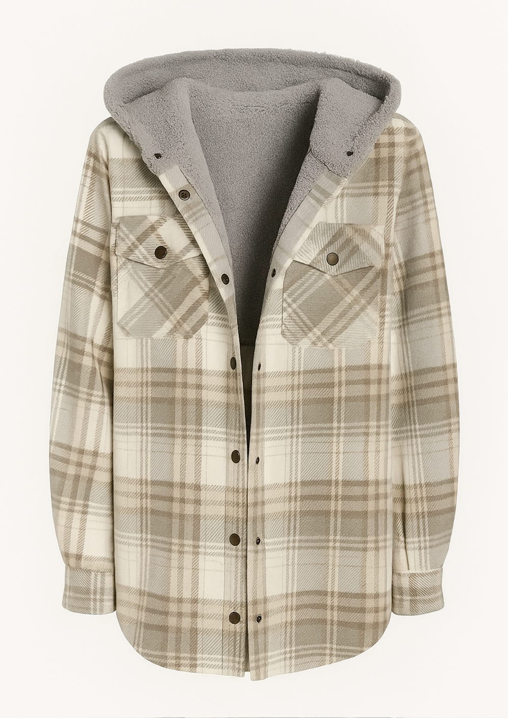 Yseldis Kariert gefütterte Fleece-Jacke | Weiß