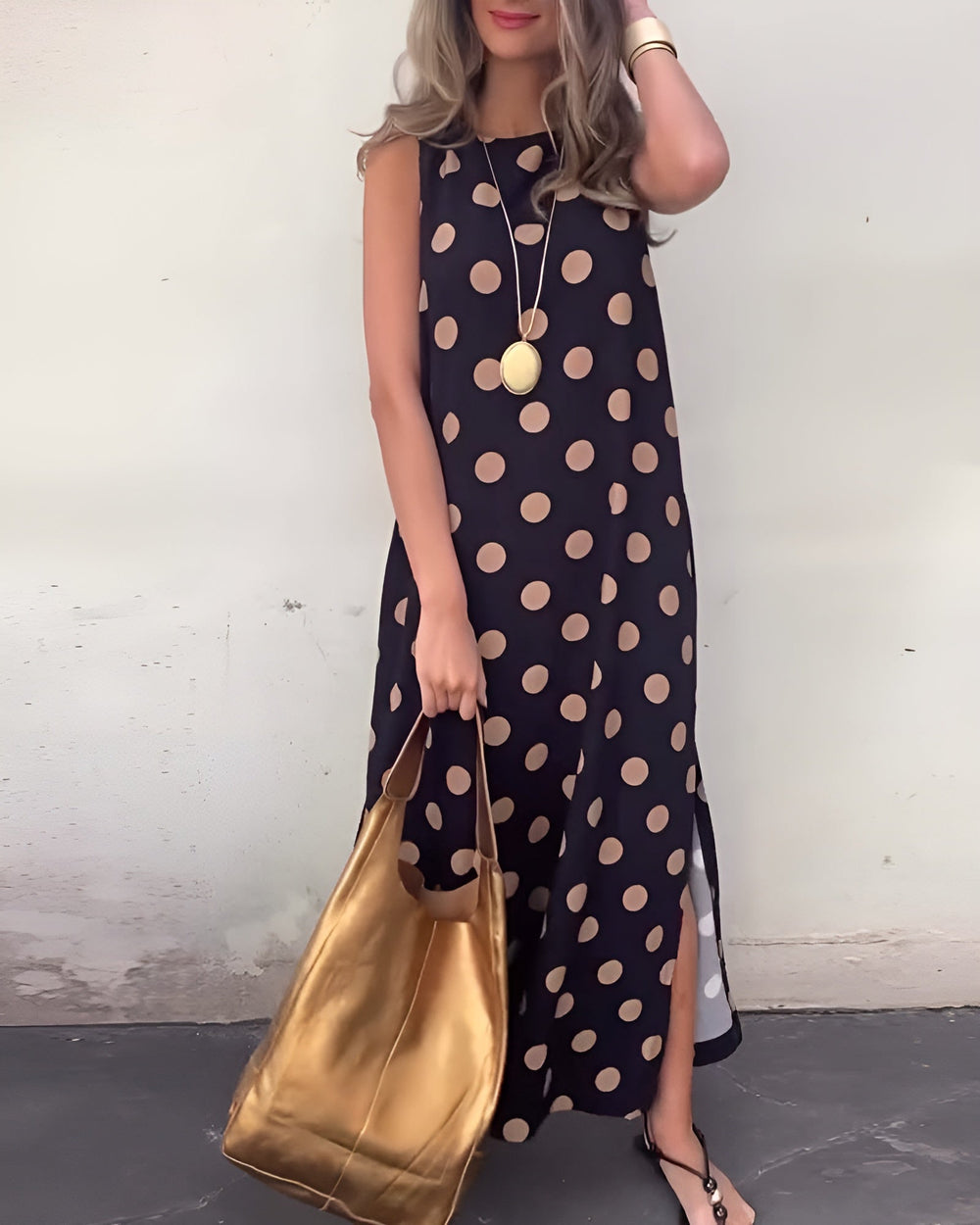 Roxane | Maxikleid mit Schlitz und Punkten