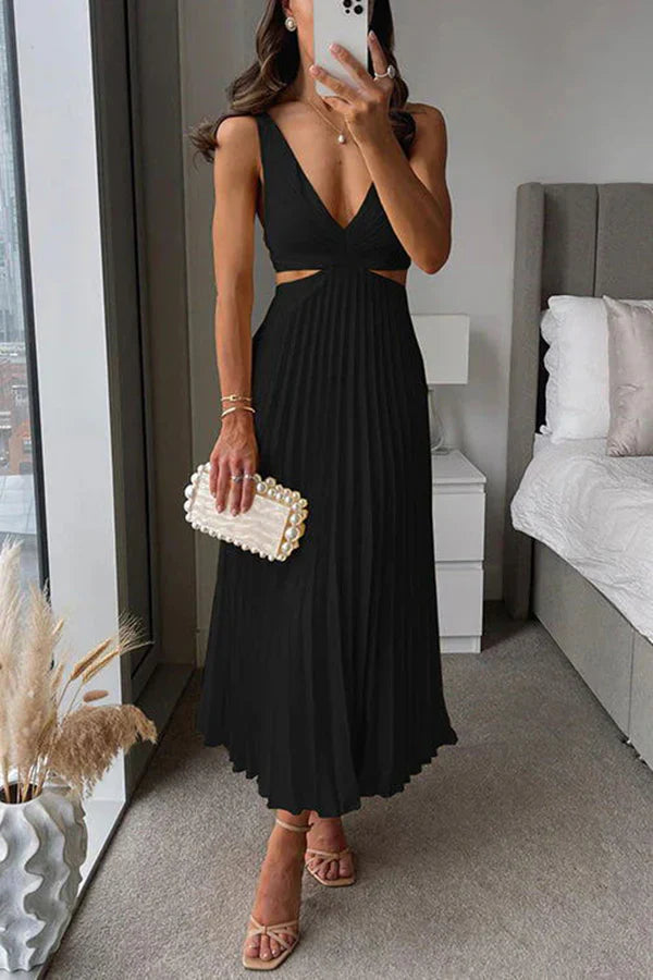 Xenia | Midisommerkleid mit Falten und tailliertem Schnitt
