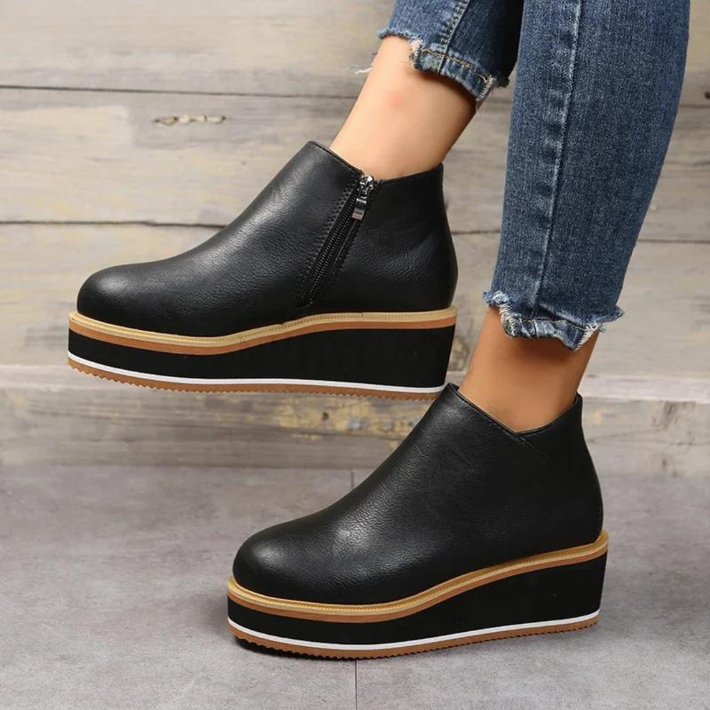Lucy | Orthopädische Leder-Plattformstiefeletten mit Komfortsohle