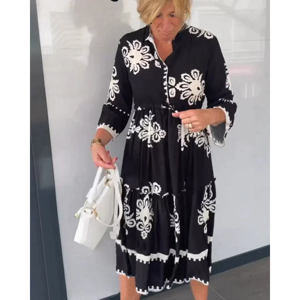 Greta | Geblümtes Kleid mit Dreiviertelärmeln