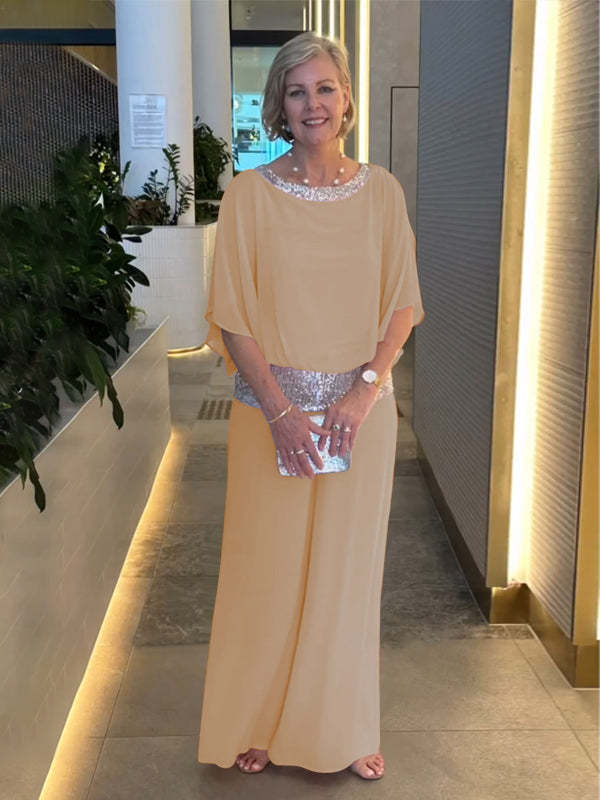 Amalie | Elegantes zweiteiliges Set mit Pailletten-Blockfarben