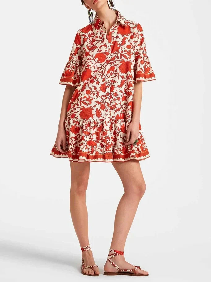 Einzigartiges Mini-Kleid mit herbstlichen Prints