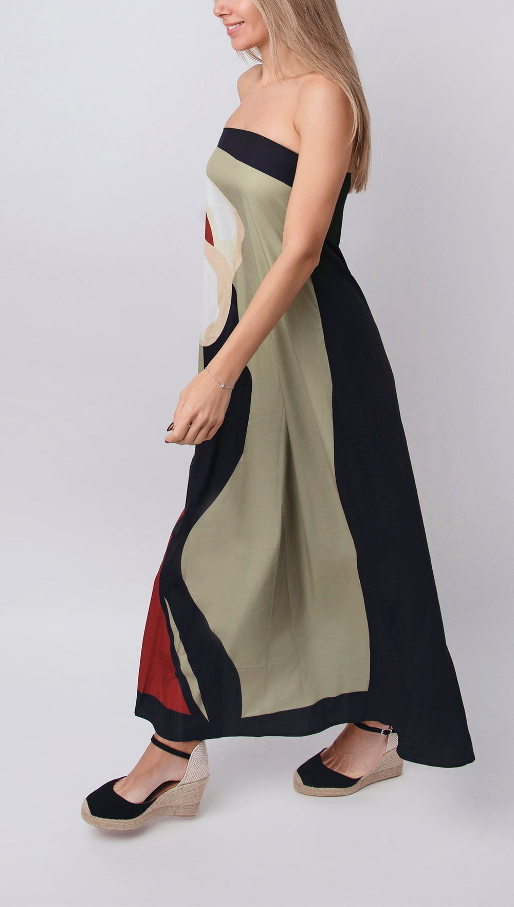 Paula | Bedrucktes Kleid mit schulterfreiem Ausschnitt