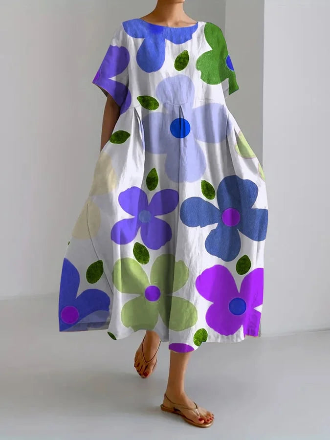 Eliana | Blumiges Midikleid mit unbeschwertem Stil und Sommerkomfort für bunte Tage