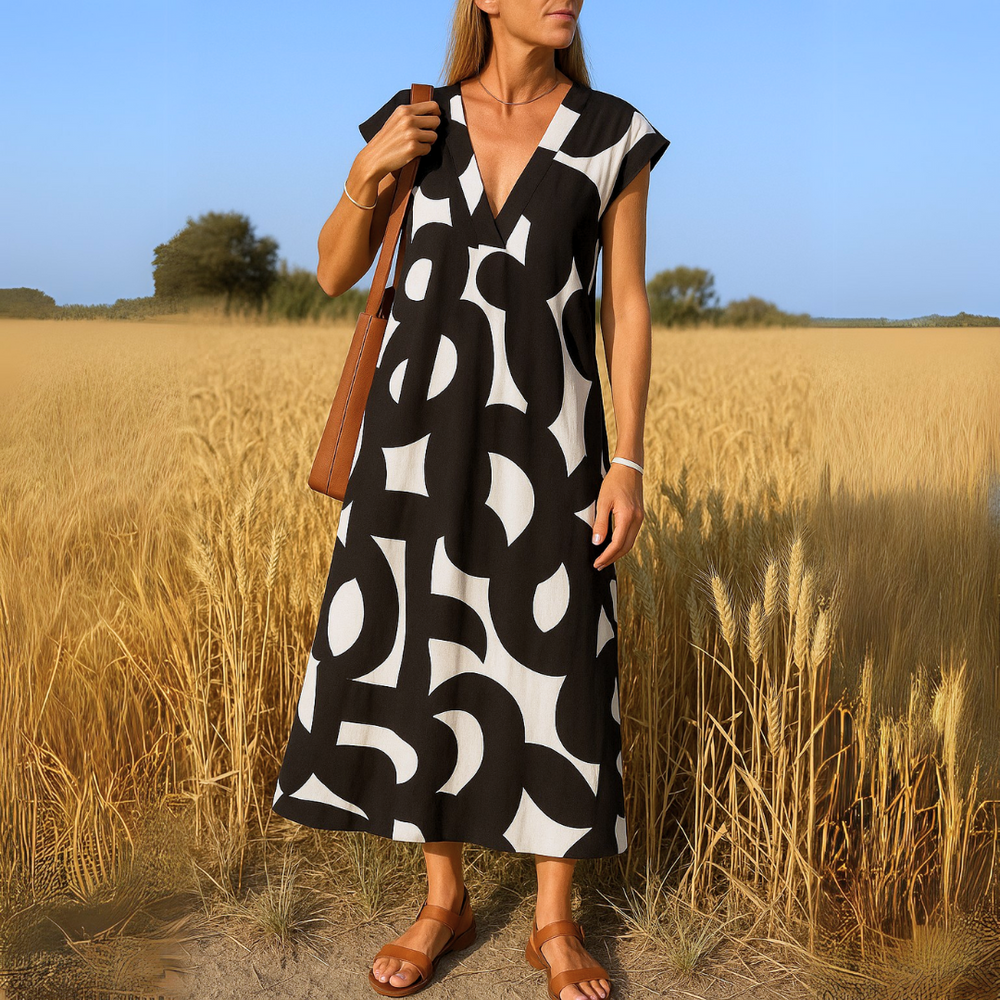 Valérie | Fließendes Kleid mit V-Ausschnitt