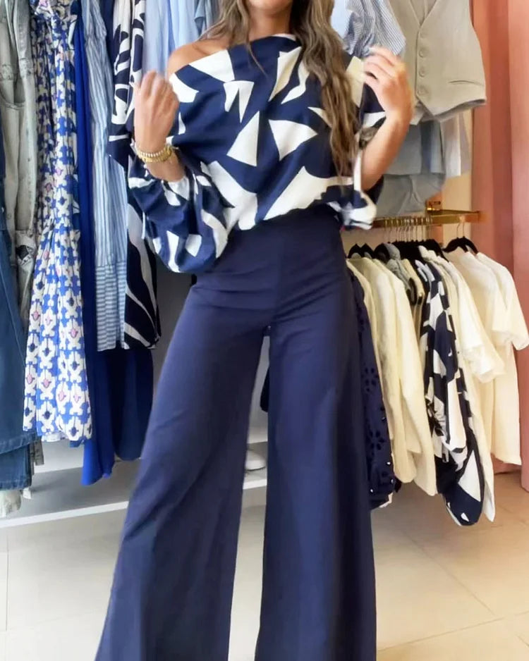 Joanna | Zweiteiliges Freizeit-Set aus Top und Hose mit Print