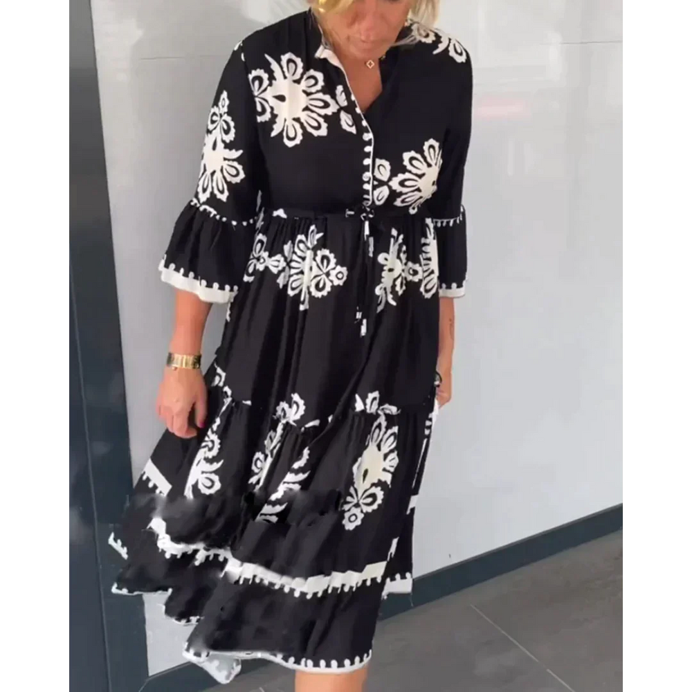 Greta | Geblümtes Kleid mit Dreiviertelärmeln