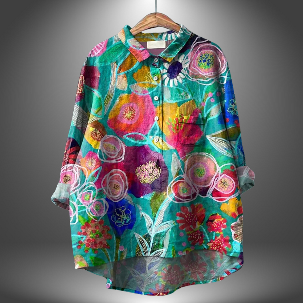 Camila | Damen Handgefertigtes Blumenhemd