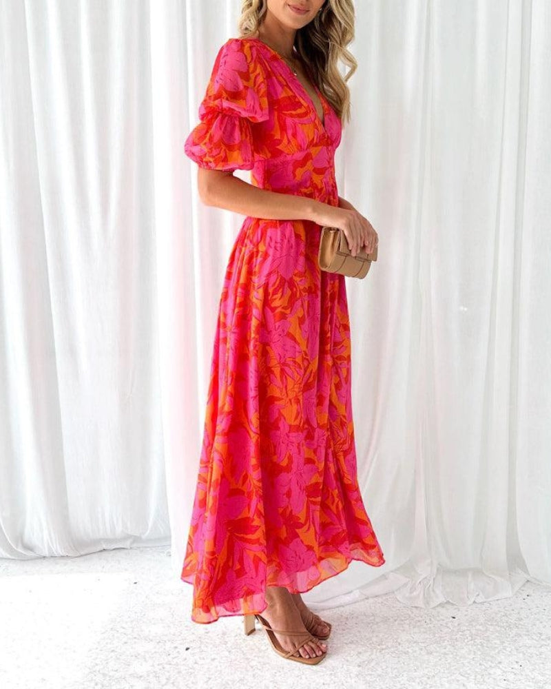 Derana | Rot-rosa Maxikleid