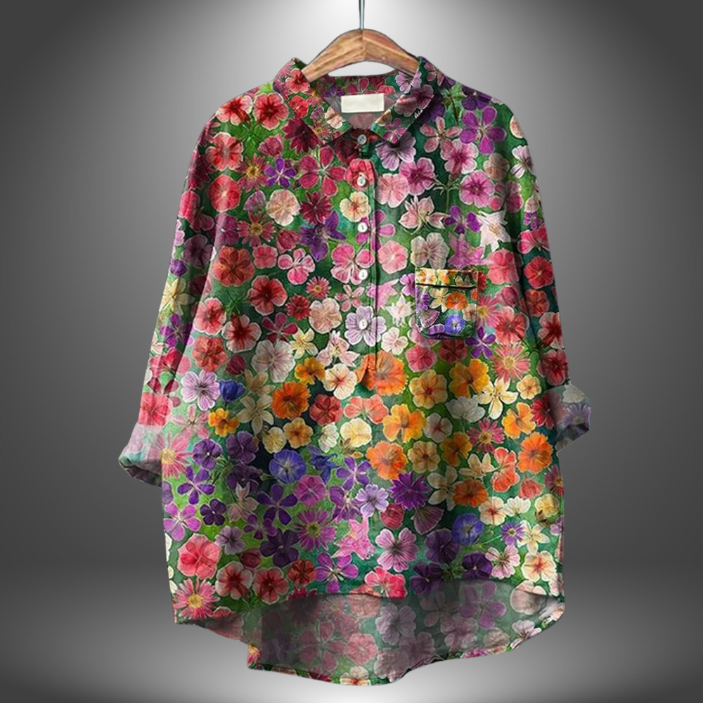 Camila | Damen Handgefertigtes Blumenhemd