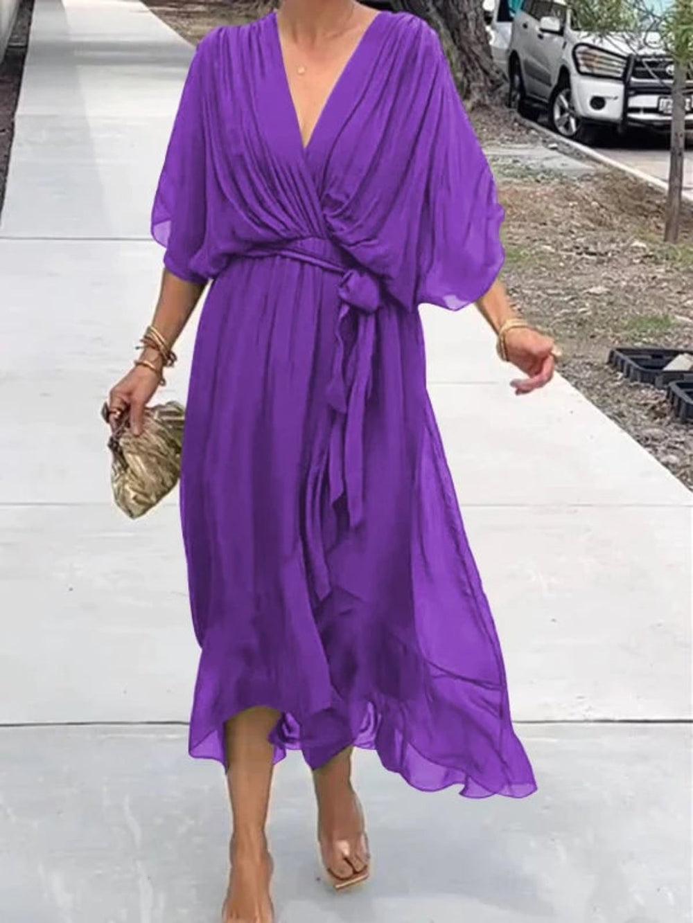 Taylor | Stilvolles und elegantes Chiffonkleid mit V-Ausschnitt