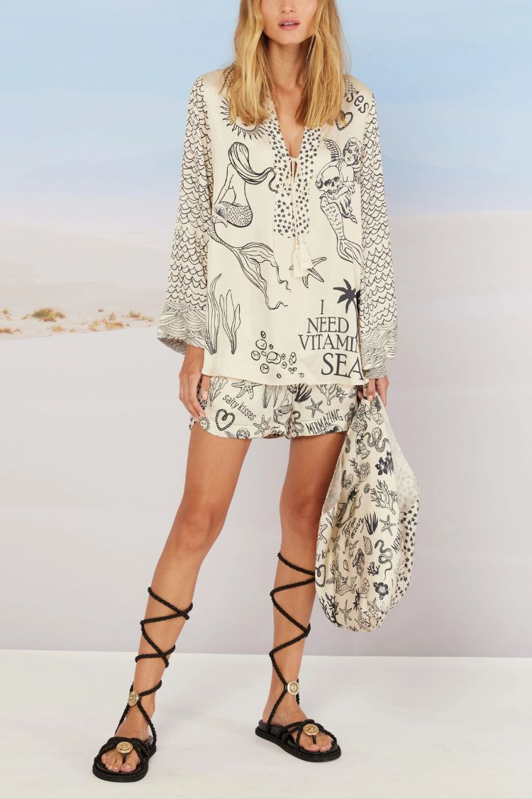 Hemd- und Shorts-Set mit maritimem Print | Entspannter und kreativer Stil