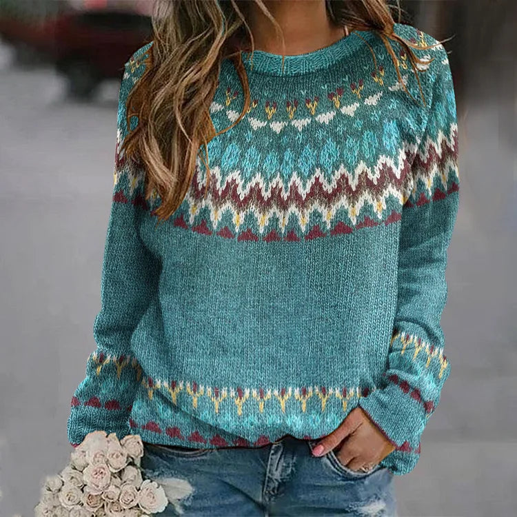 Regina | Retro-Wellenmuster-Pullover