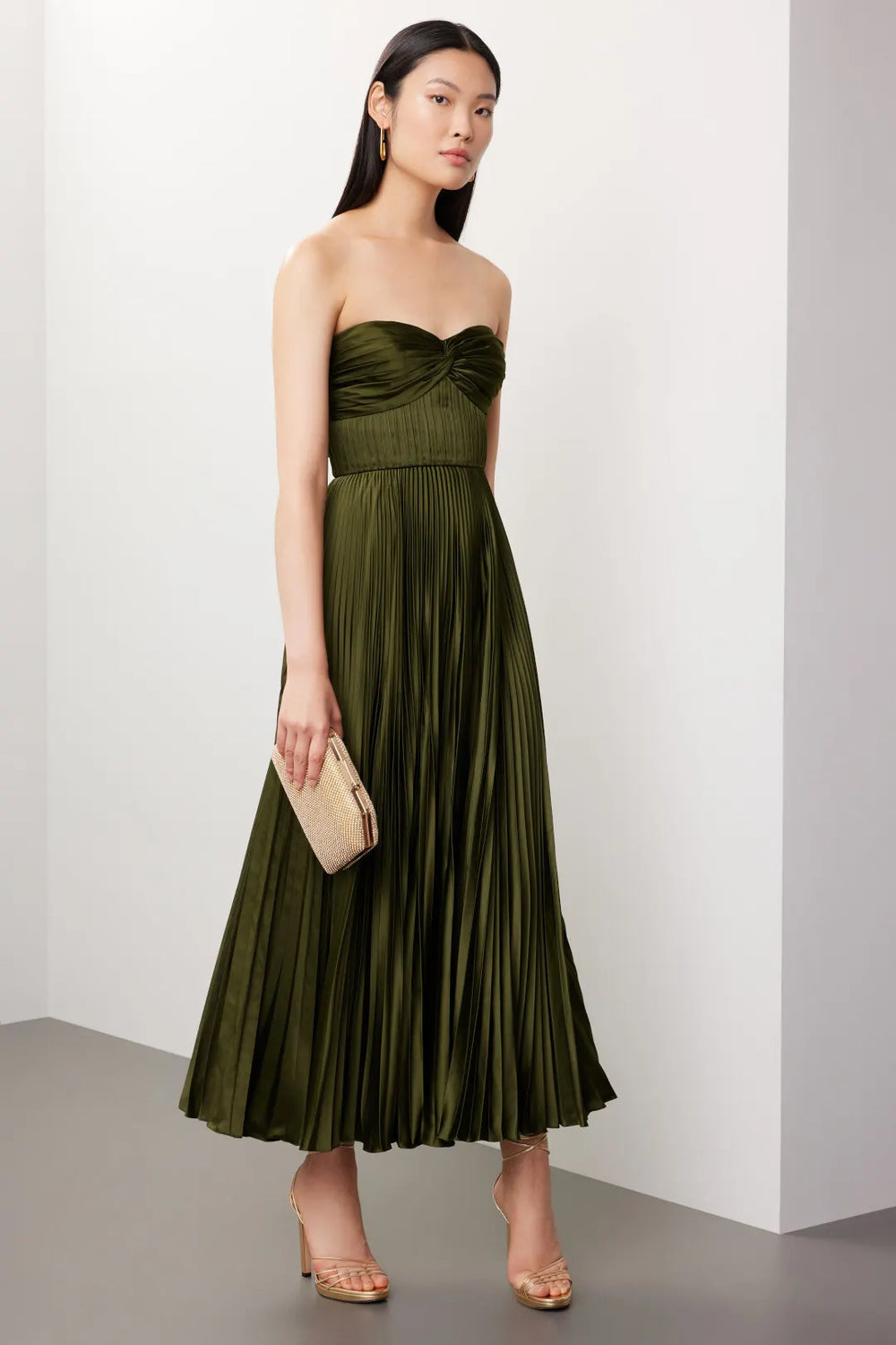 Alenya | Trägerloses Plissé-Maxikleid