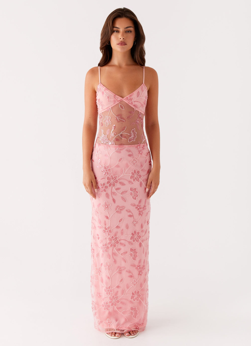 Laura | Transparentes Maxikleid mit Blumenmuster