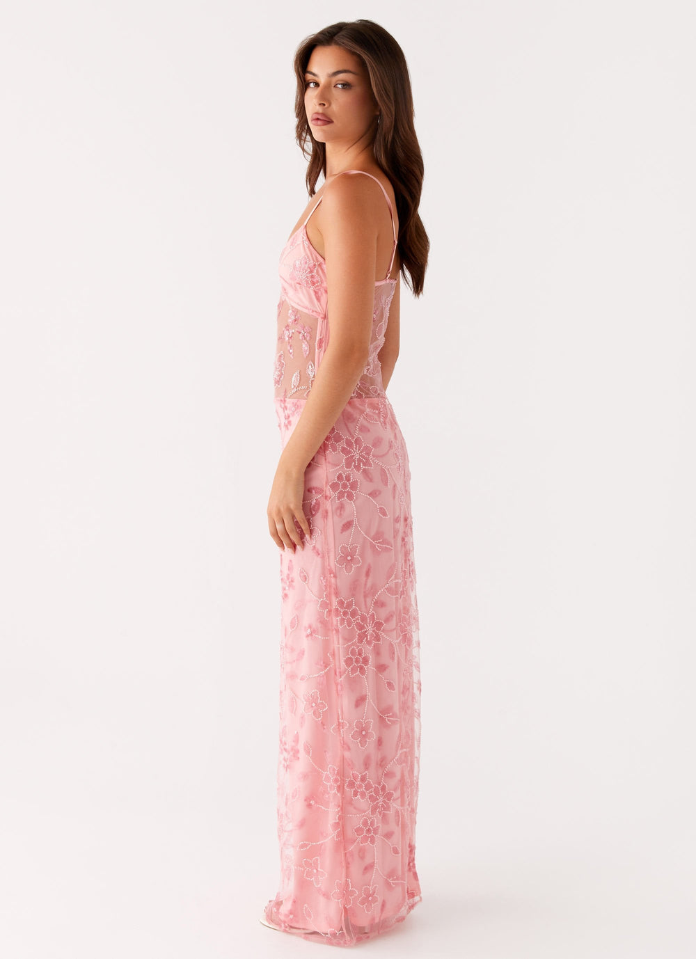 Laura | Transparentes Maxikleid mit Blumenmuster