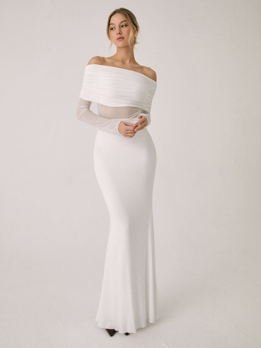Daniela | Schulterfreies Maxikleid Aus Mesh