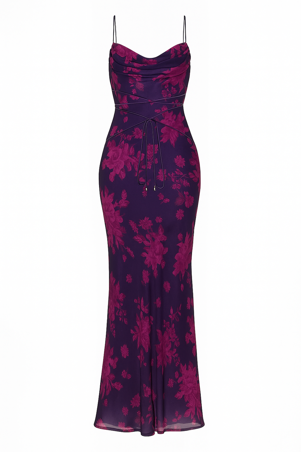 Zora | Maxikleid mit Raffung und Schlitz im Blumen-Design