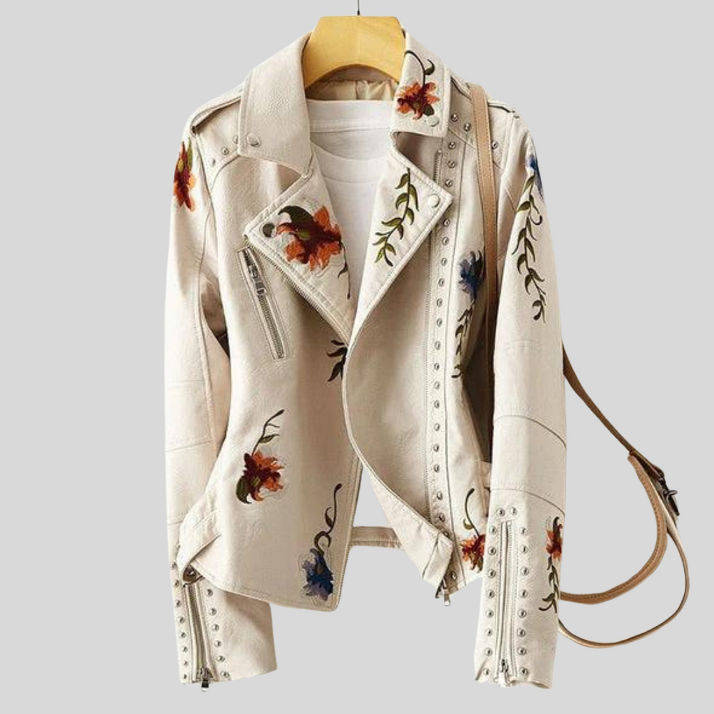 Zoey | Vintage Blumen Lederjacke
