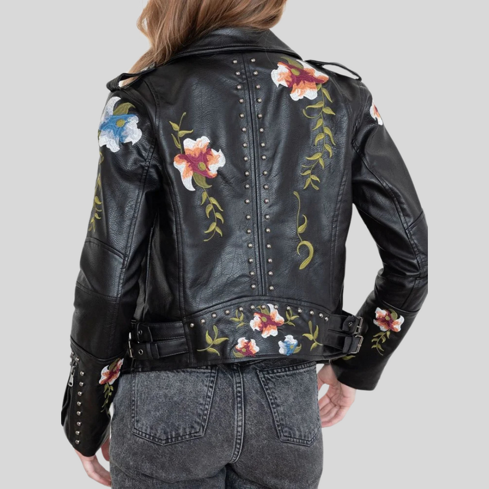 Zoey | Vintage Blumen Lederjacke