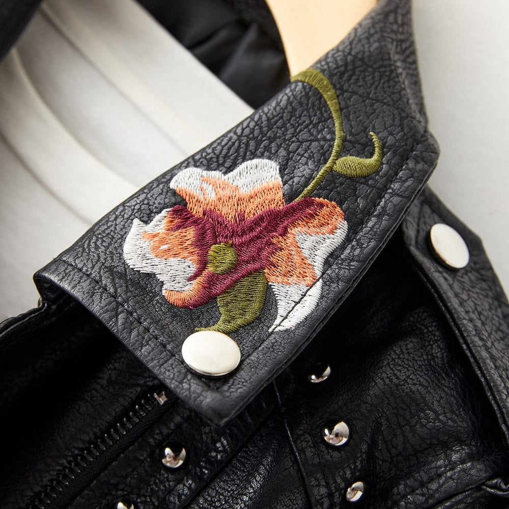 Zoey | Vintage Blumen Lederjacke