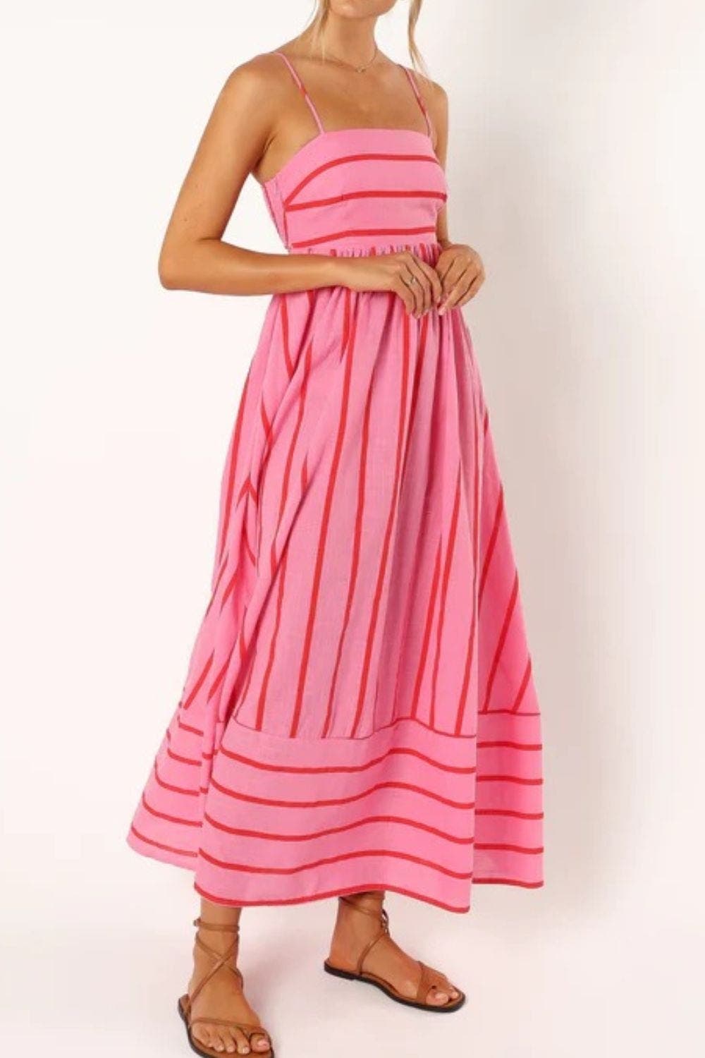 Valli | Schulterfreies Maxikleid mit Blumenmuster