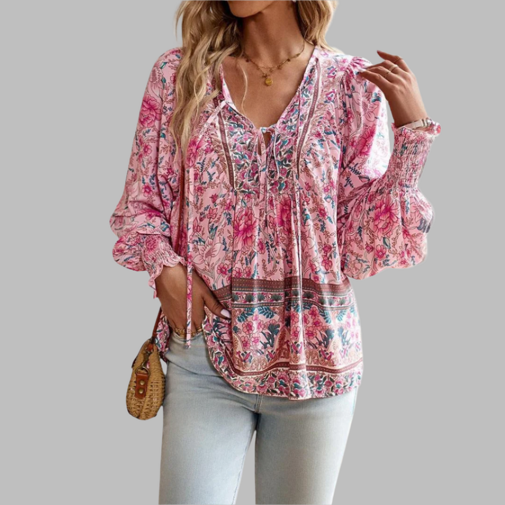 Mandy | Boho-Top mit Blumenmuster