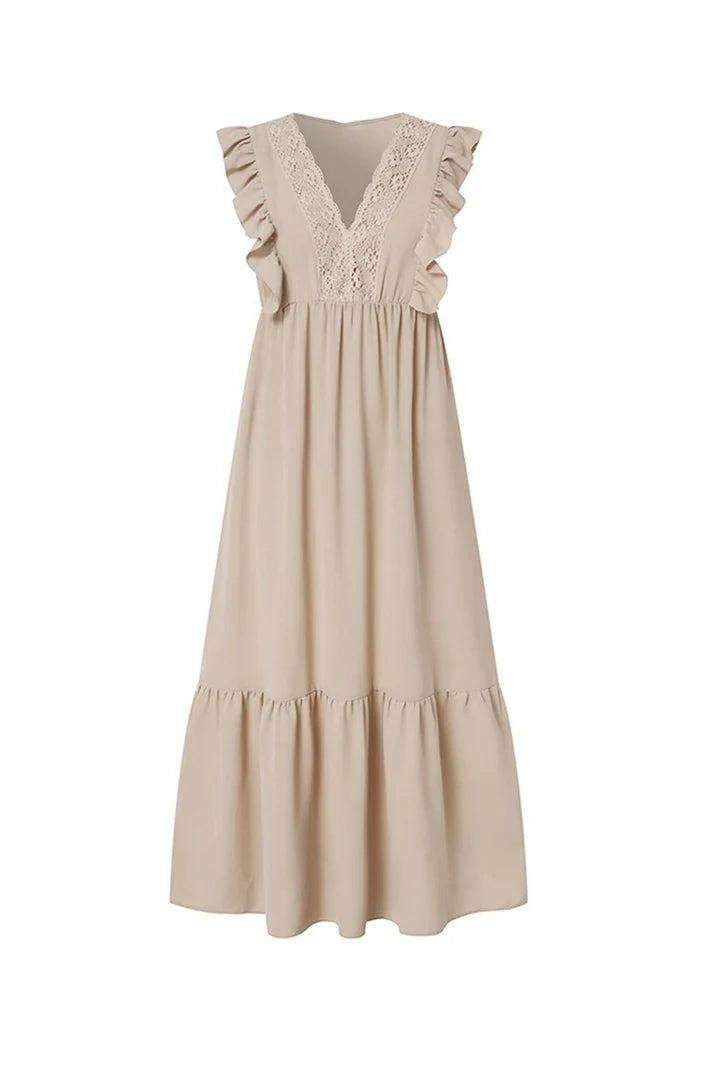 Blanca | Maxikleid aus Spitze mit V-Ausschnitt und Volant