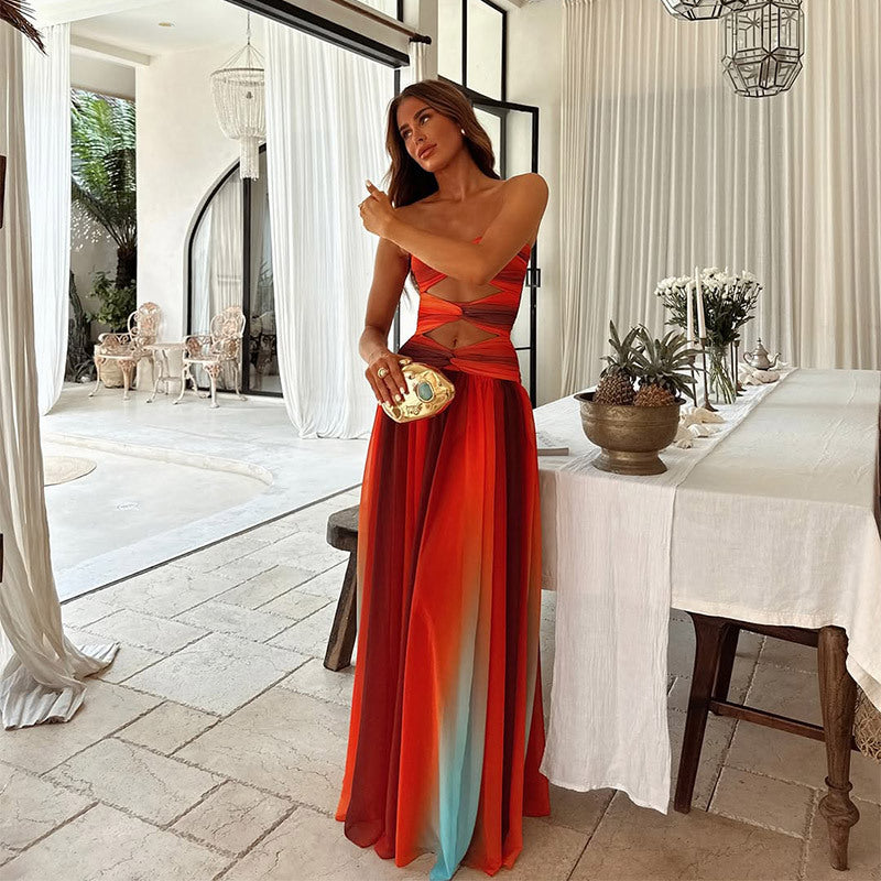 Sofia | Batik Farbverlauf mit Ausschnitten Maxi-Kleid