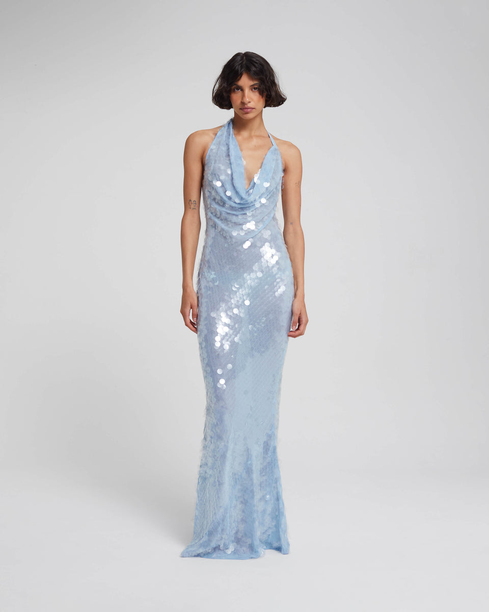 Naline | Maxikleid mit Pailletten und Neckholder