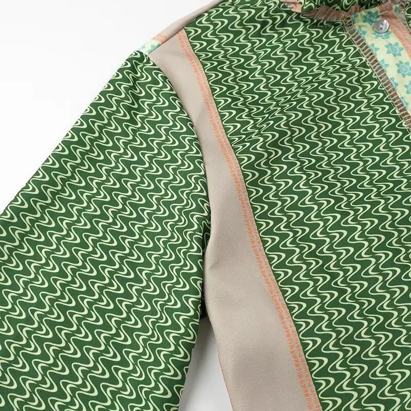 Selene | Baumwoll-Leinen Kleid mit grünem Druck