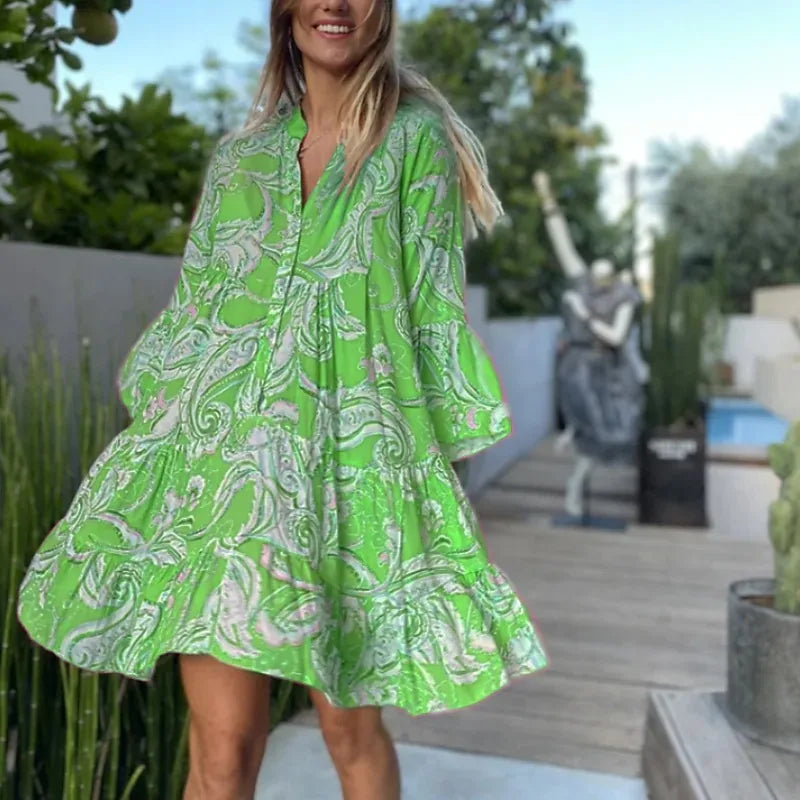 Everlen Boho-Blumen-Midikleid