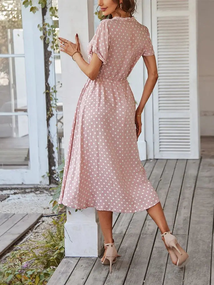 Dotarie | Gepunktetes Midi-Hemdkleid