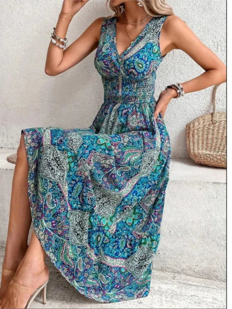 SolViva Boho Ärmelloses Ferienkleid