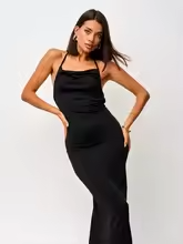 Bella | Damen ärmelloses Abendkleid mit Schnürung, offenem Rücken und Spaghettiträgern