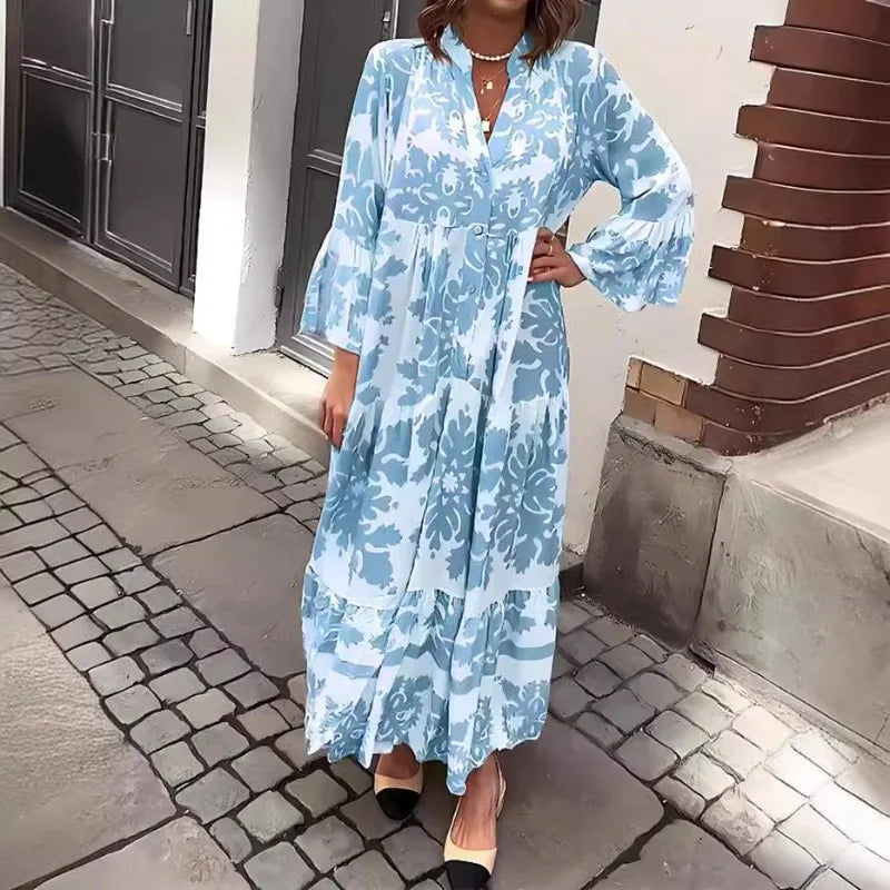 Isla | Hemdblusenkleid mit Schnürung und Print