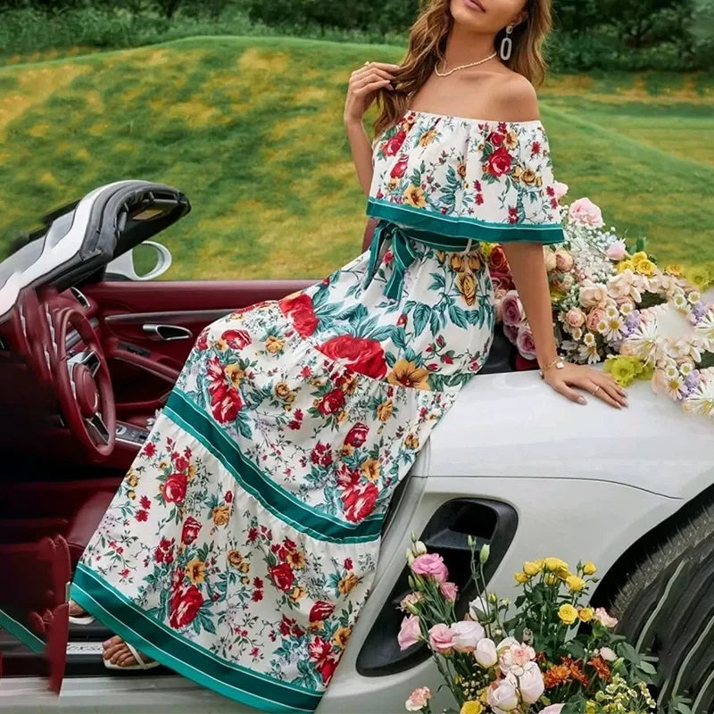 Amara | Schulterfreies Maxikleid