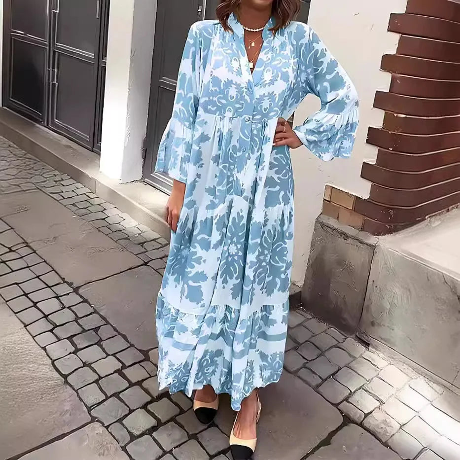 Isla | Hemdblusenkleid mit Schnürung und Print