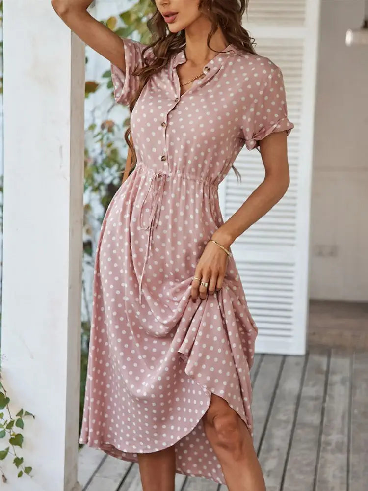 Dotarie | Gepunktetes Midi-Hemdkleid
