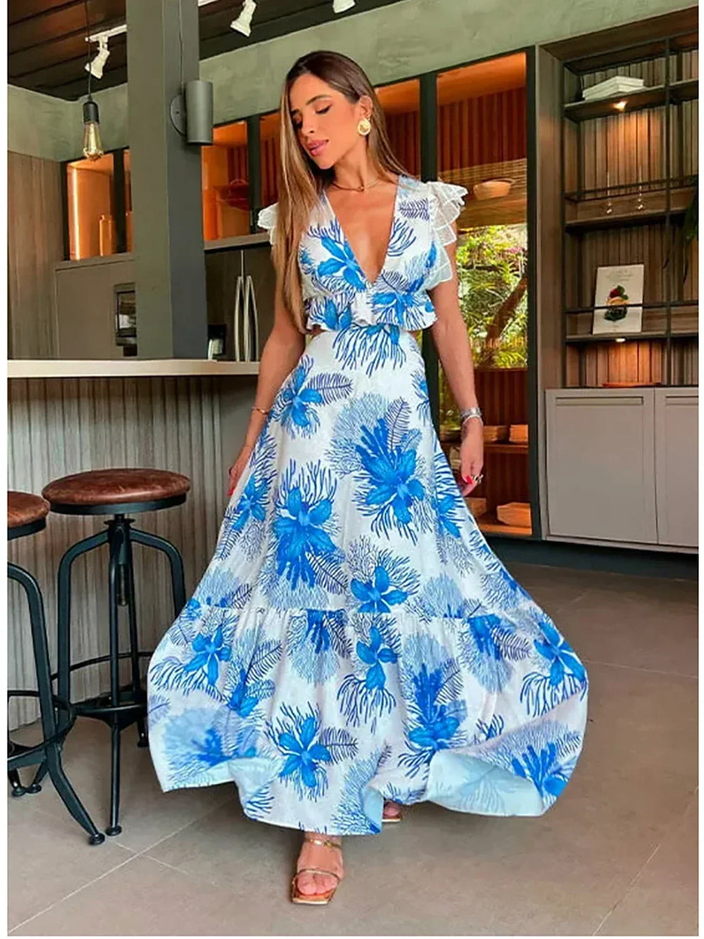 Margie | Trendiges ärmelloses Spitzen-Maxikleid