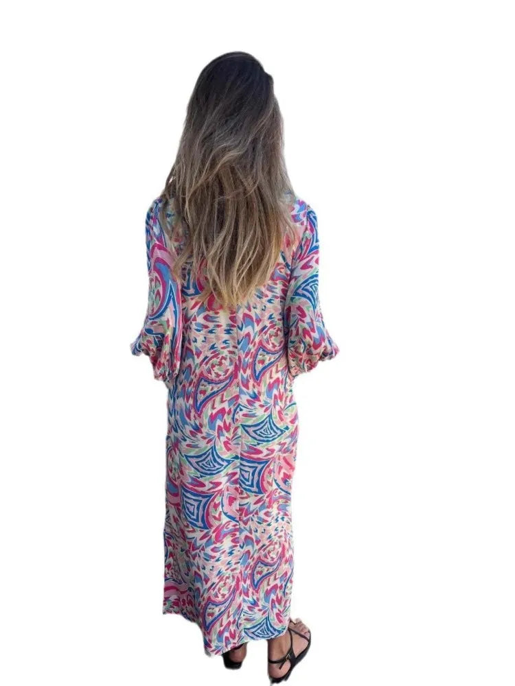Solstice Bloom Boho Maxikleid mit Taschen