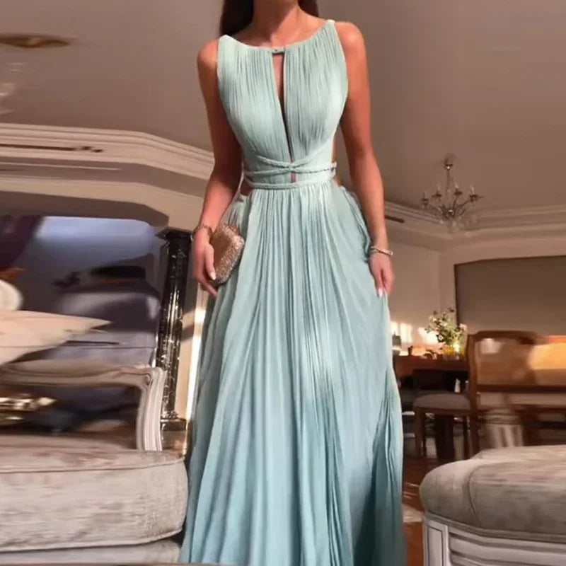 Liana | Rückenfreies, plissiertes Strandkleid