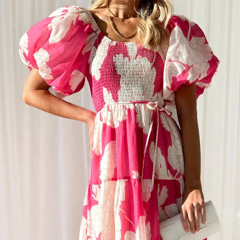 ValenciaOne | Gestuftes Maxikleid mit One-Shoulder-Design