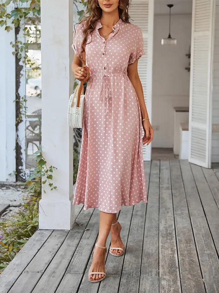Dotarie | Gepunktetes Midi-Hemdkleid